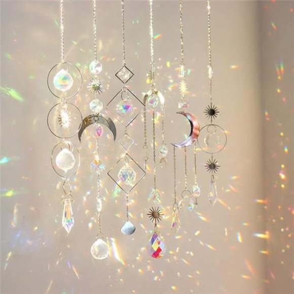 6Pieces Crystal Suncatchers for Window Hanging Sun Catcher with Chain Rainbow - Picture 7 of 7